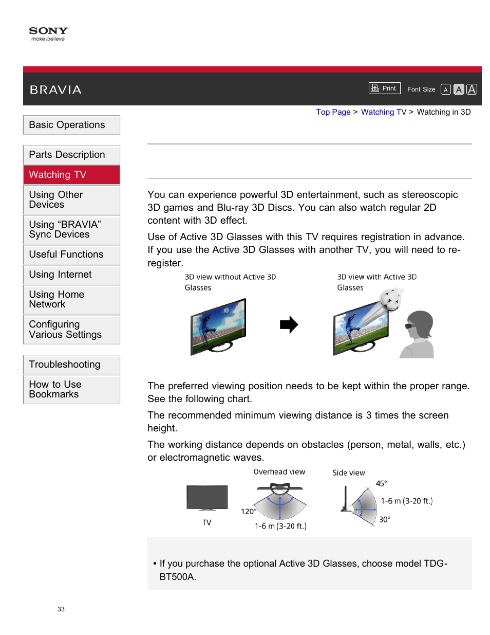 Watch in 3d, Watching in 3d | Sony XBR-65X850A User Manual | Page 39 / 249