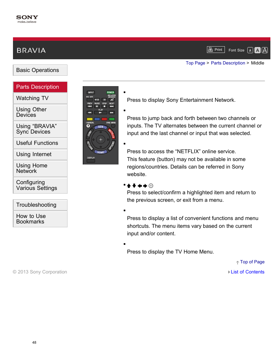 Middle | Sony XBR-65X850A User Manual | Page 54 / 249
