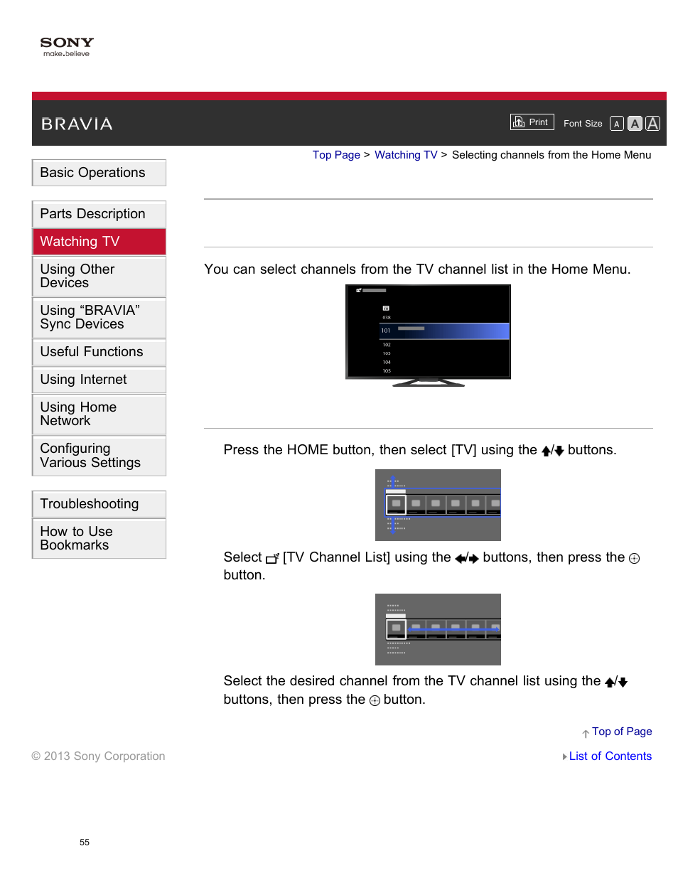 Selecting channels from the home menu | Sony XBR-65X850A User Manual | Page 61 / 249
