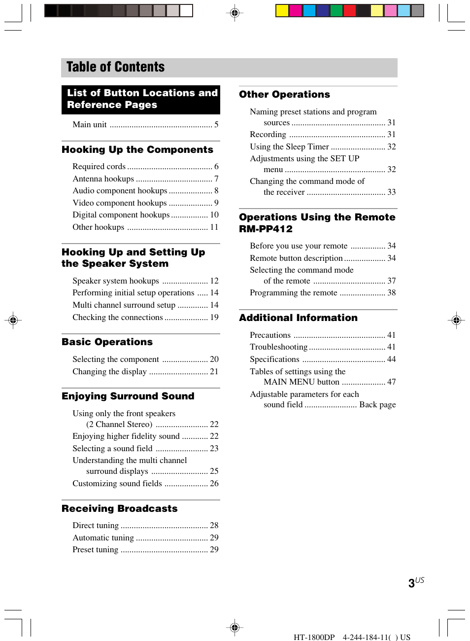 Sony HT-1800DP User Manual | Page 3 / 48