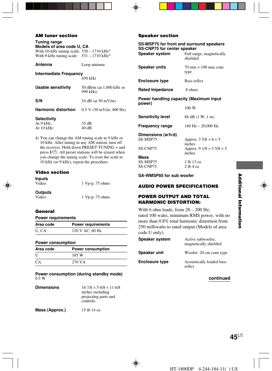 Sony HT-1800DP User Manual | Page 45 / 48