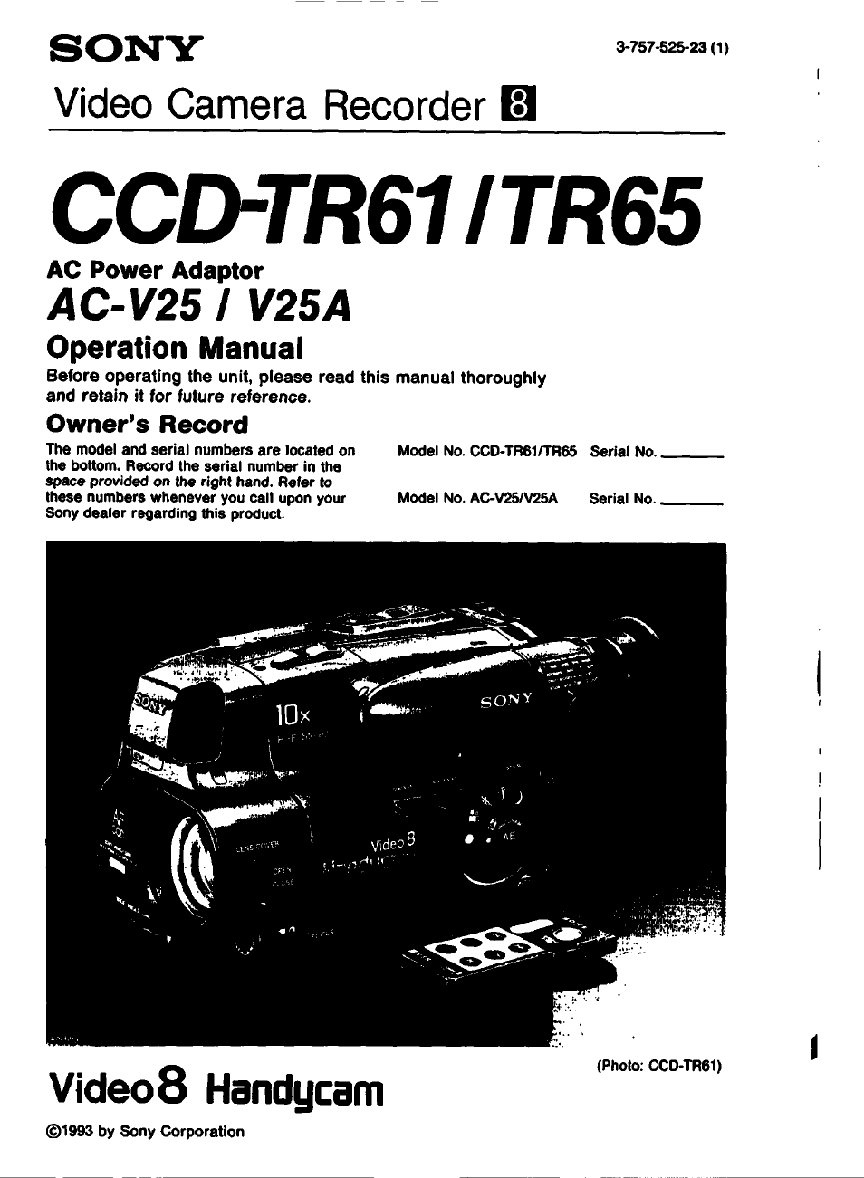 Sony CCD-TR61 User Manual | 52 pages