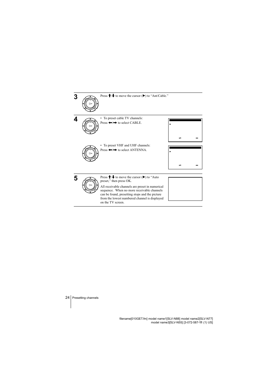 24 presetting channels | Sony SLV-N88 User Manual | Page 24 / 72