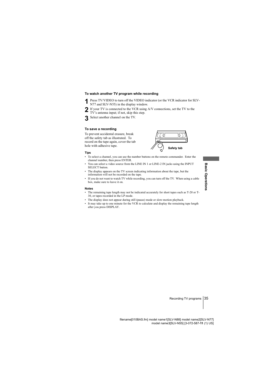 Sony SLV-N88 User Manual | Page 35 / 72