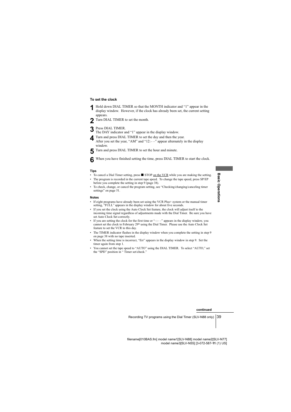 Sony SLV-N88 User Manual | Page 39 / 72