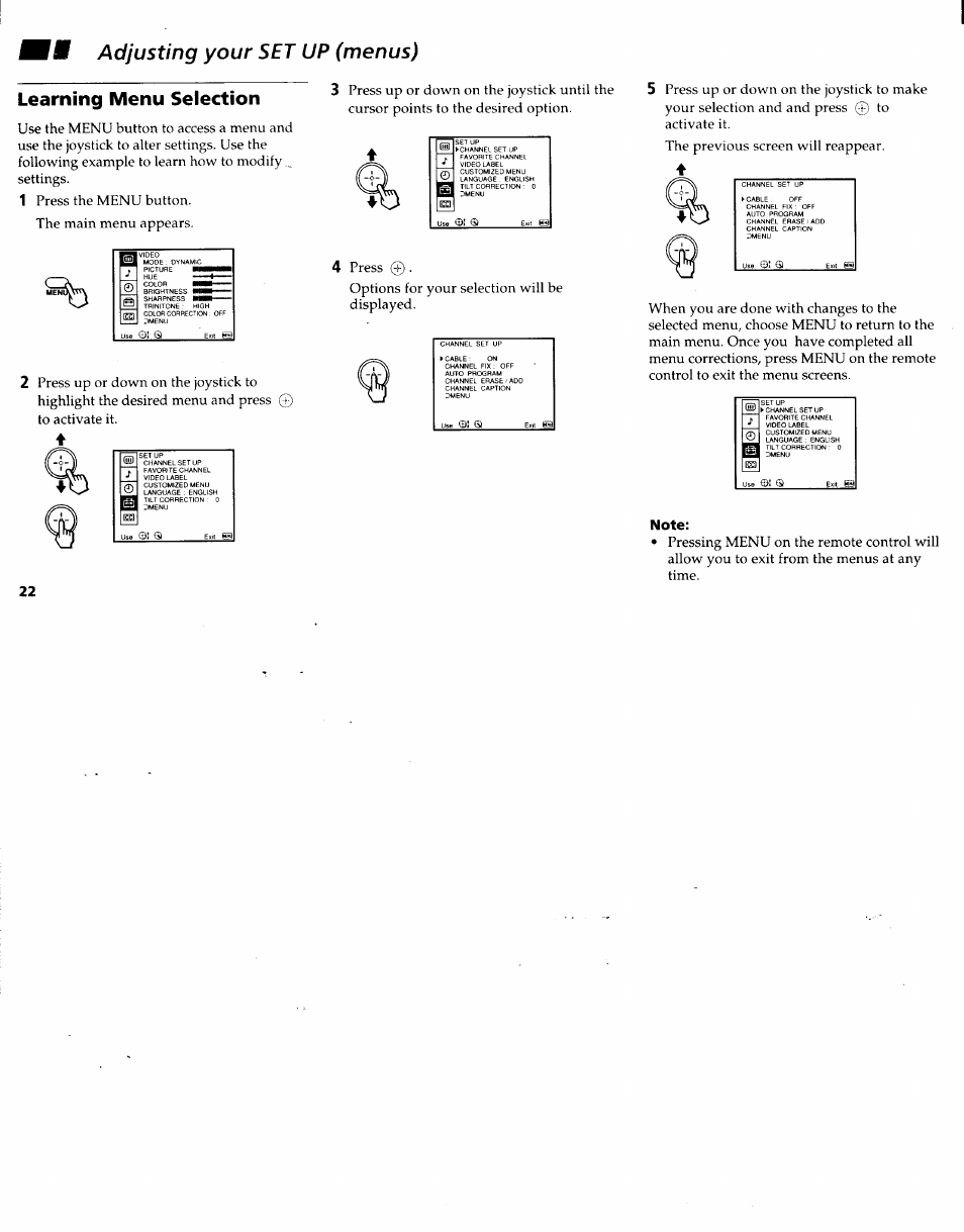 Learning menu selection | Sony KV-32XBR48 User Manual | Page 24 / 41