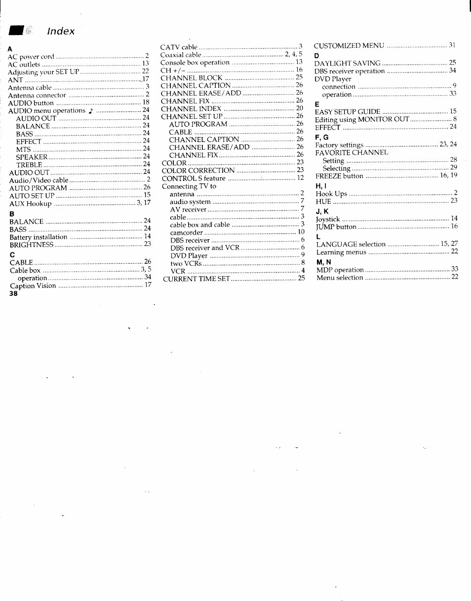 Index | Sony KV-32XBR48 User Manual | Page 40 / 41