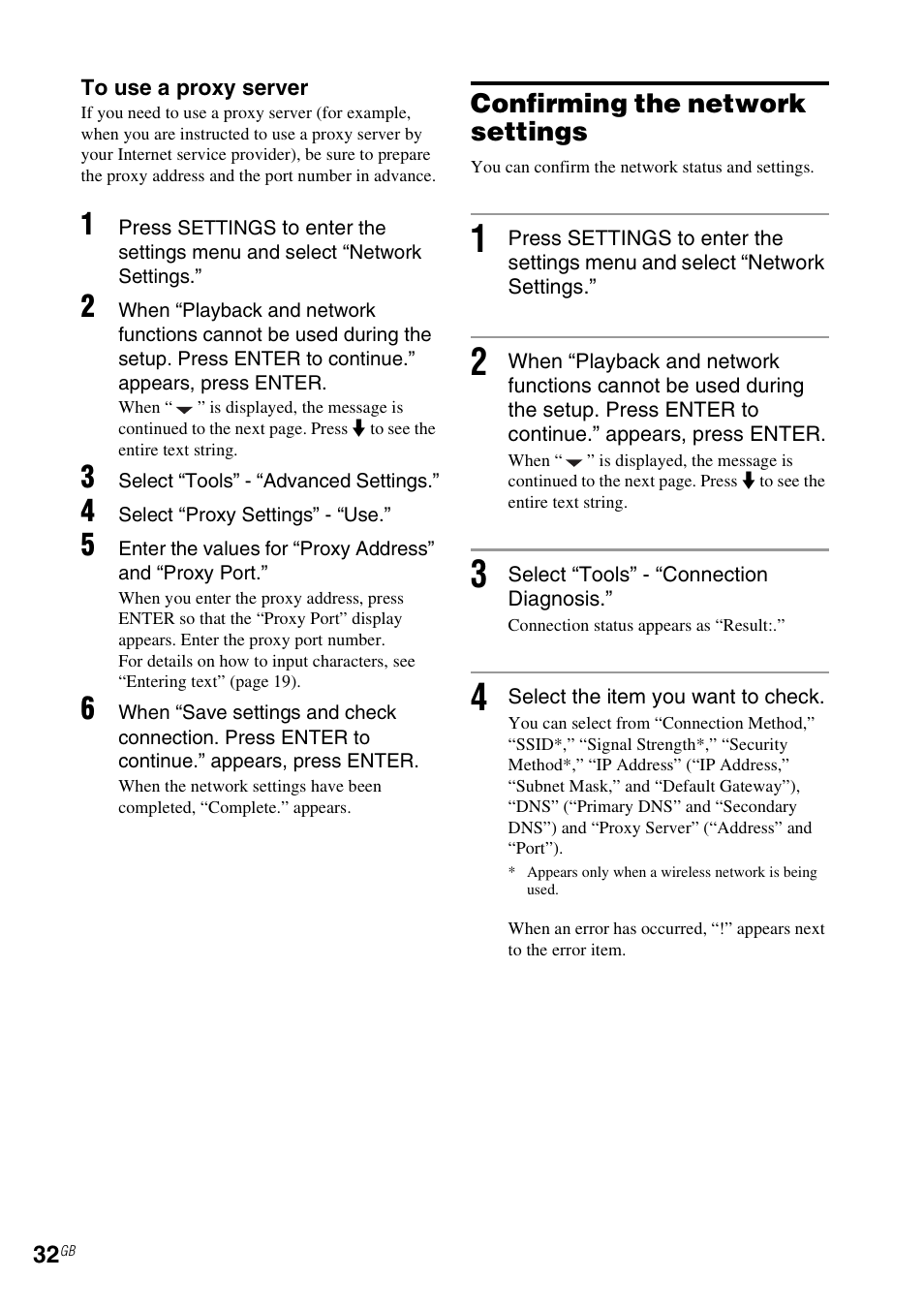 Confirming the network settings | Sony NAS-SV20i User Manual | Page 32 / 95