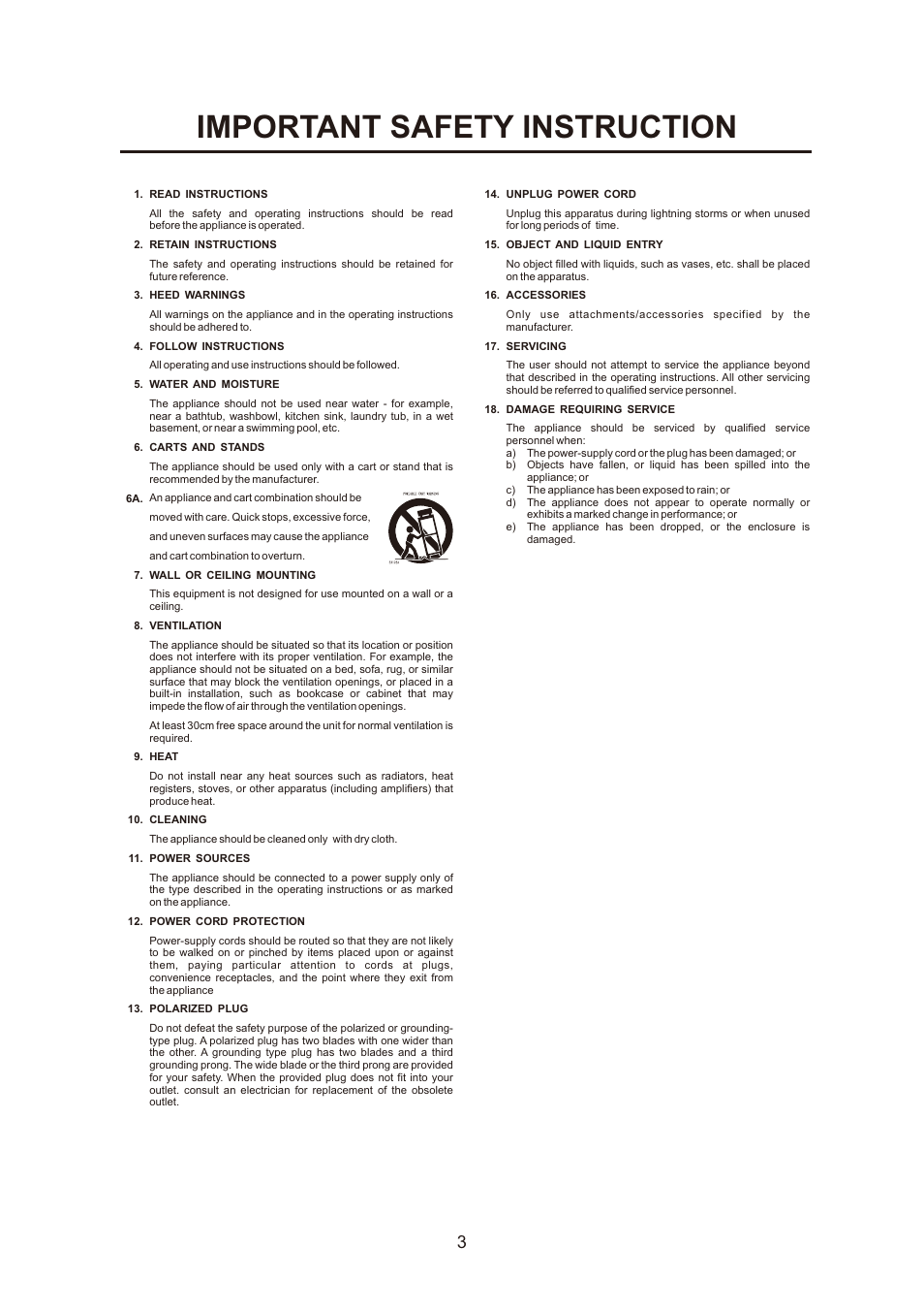 Important safety instruction | AMC iM05 User Manual | Page 4 / 12