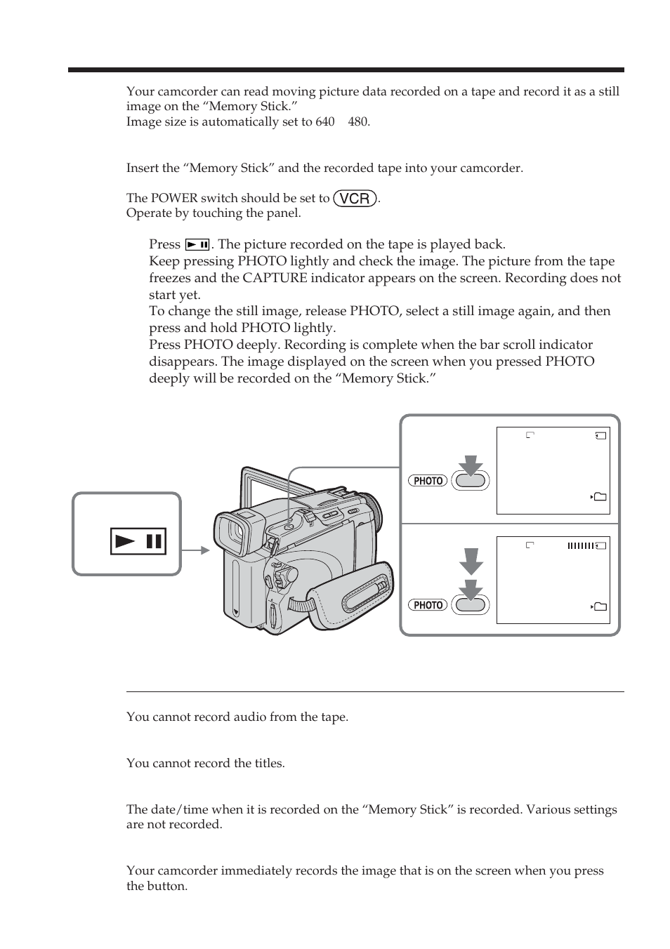 Recording an image from tape as a still image | Sony DCR-TRV38 User Manual | Page 110 / 212