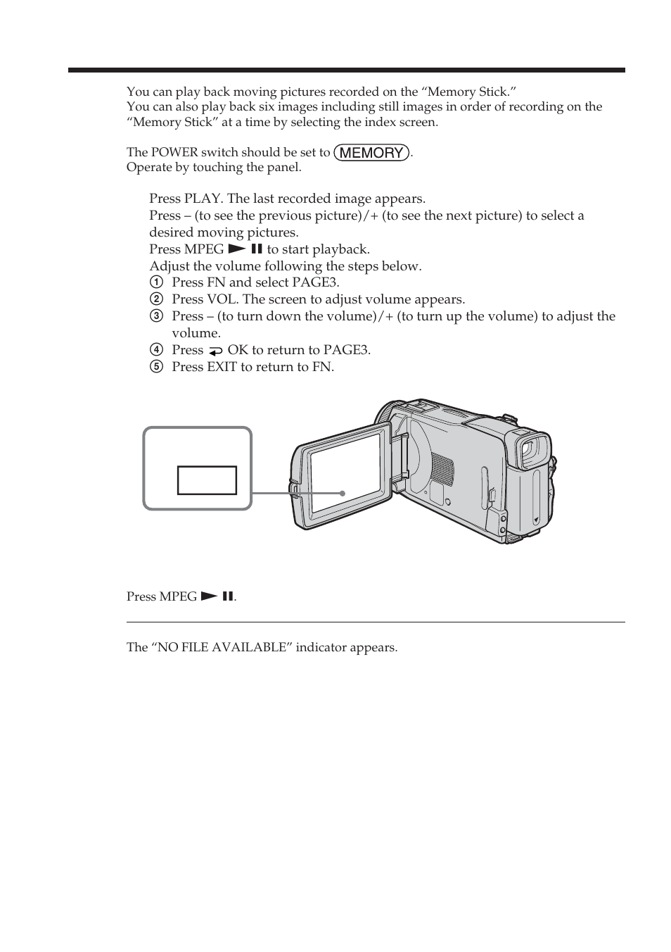 Viewing a moving picture – mpeg movie playback, Play | Sony DCR-TRV38 User Manual | Page 126 / 212