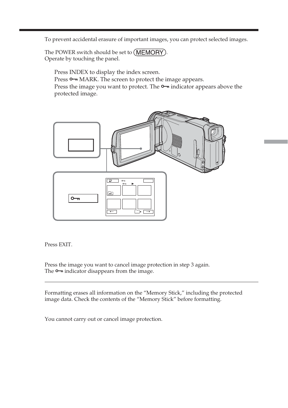 Preventing accidental erasure – image protection, Index, Mark | Sony DCR-TRV38 User Manual | Page 131 / 212