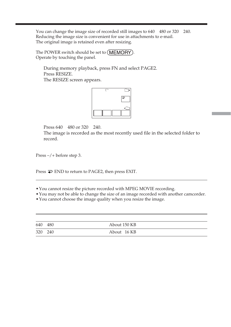 Changing image size – resize | Sony DCR-TRV38 User Manual | Page 135 / 212