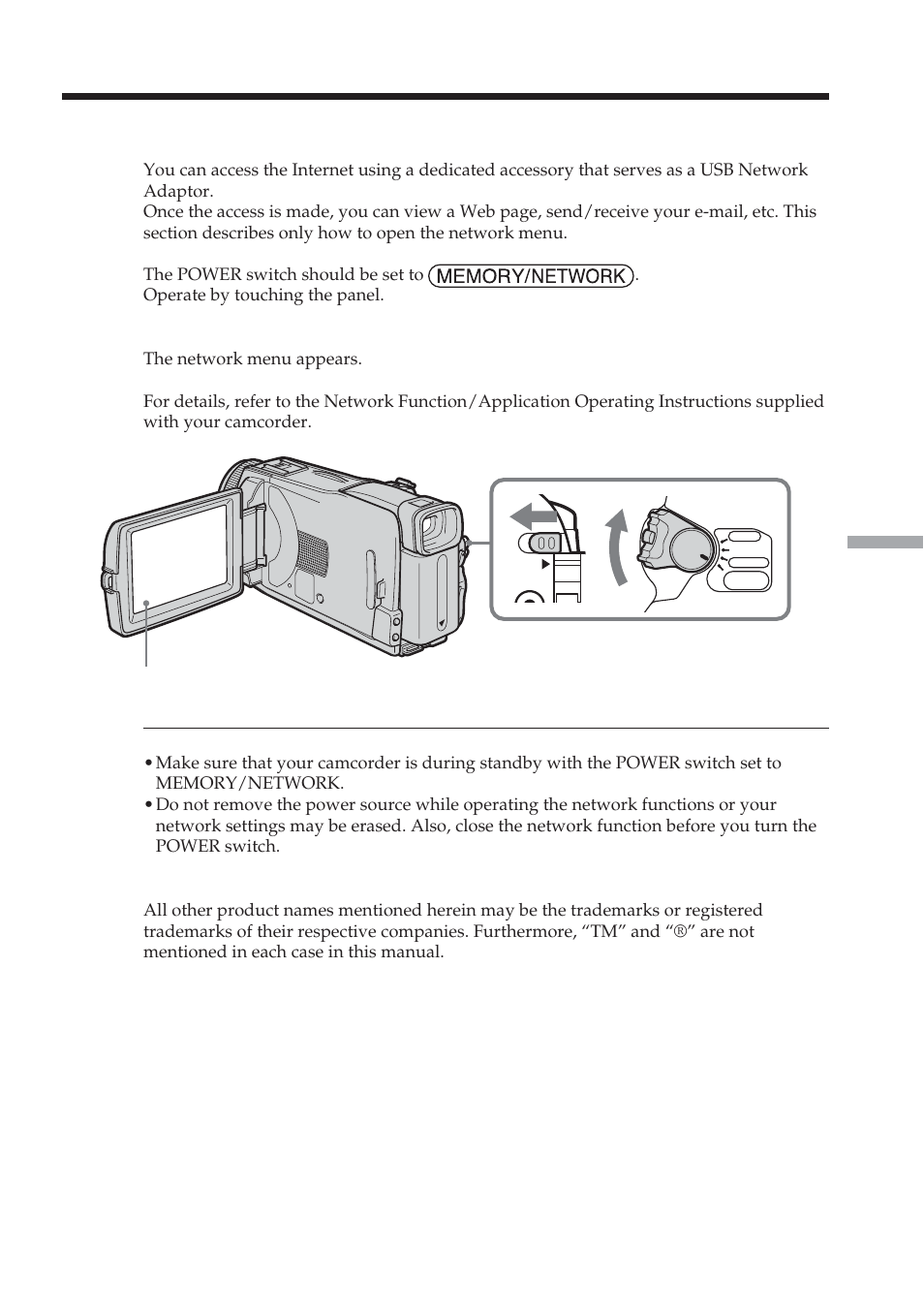 Using the network function, Accessing the network, Dcr-trv39 only | Sony DCR-TRV38 User Manual | Page 165 / 212