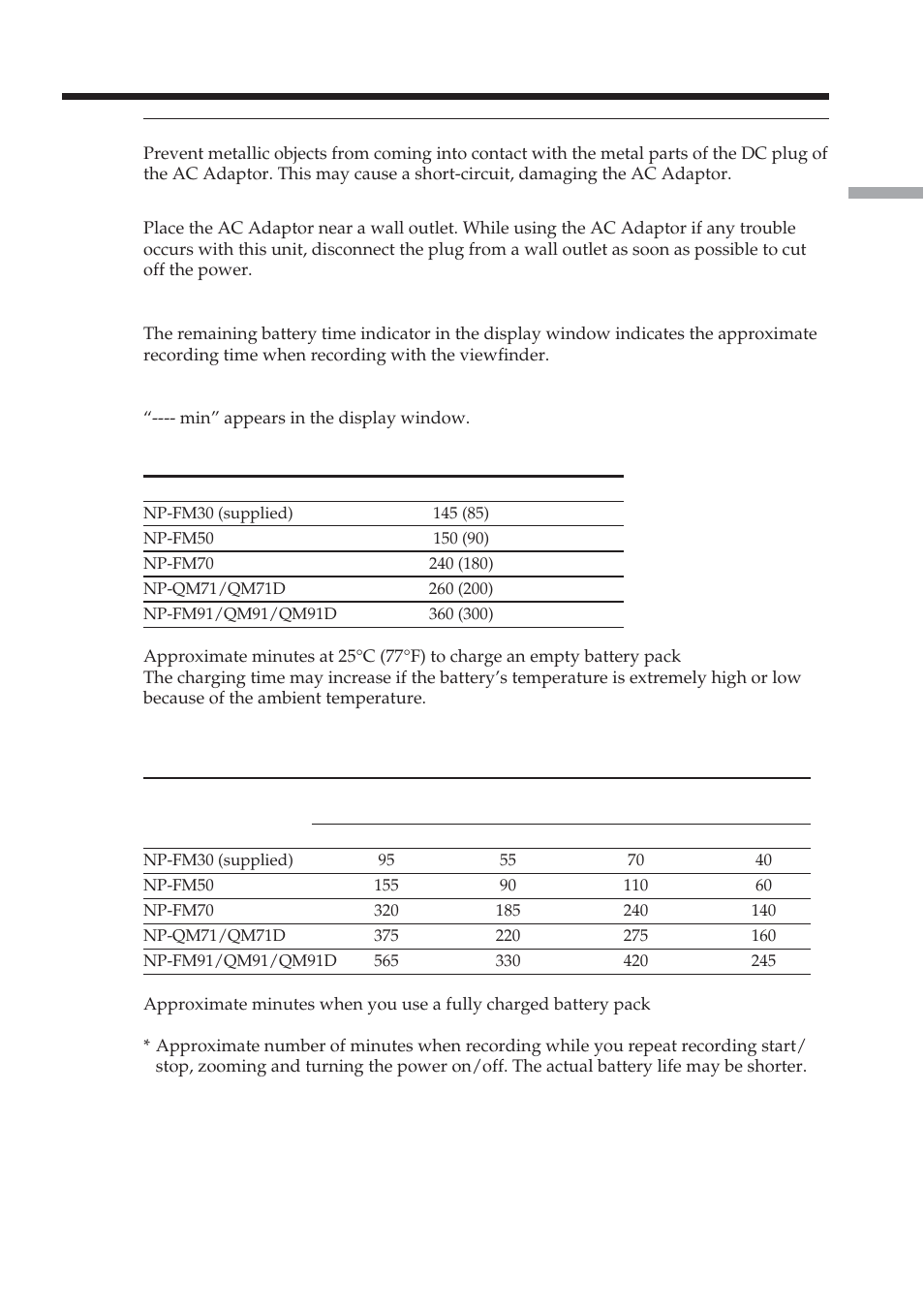 Step 1 preparing the power source, Charging time, Recording time | Sony DCR-TRV38 User Manual | Page 17 / 212