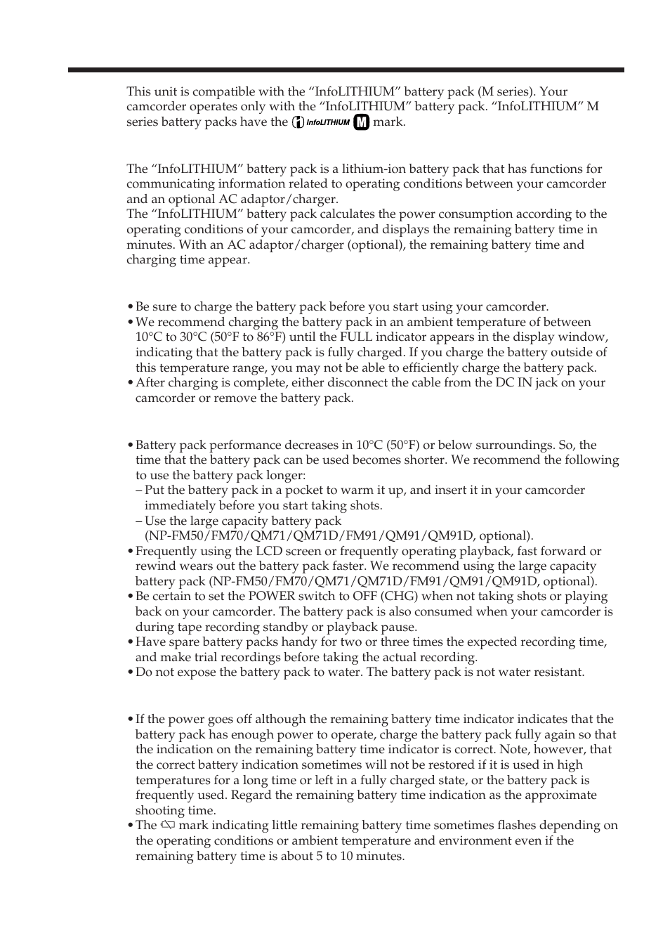 About the “infolithium” battery pack | Sony DCR-TRV38 User Manual | Page 192 / 212