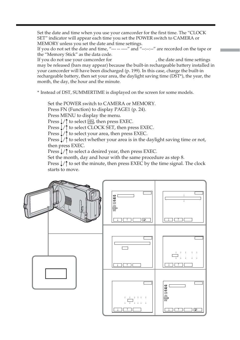 Step 2 setting the date and time | Sony DCR-TRV38 User Manual | Page 21 / 212
