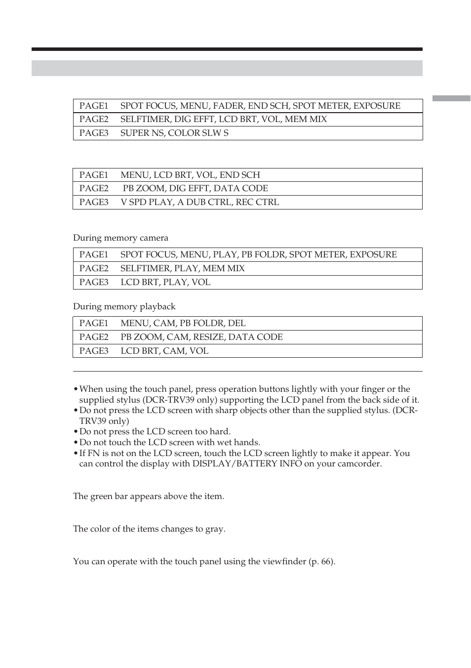 Operation buttons on each display, Step 3 using the touch panel | Sony DCR-TRV38 User Manual | Page 25 / 212