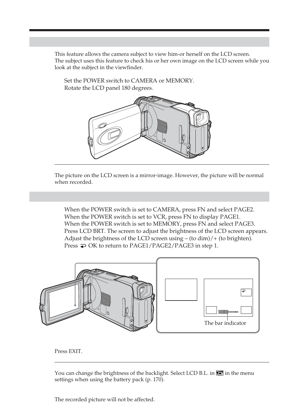 Lcd brt | Sony DCR-TRV38 User Manual | Page 30 / 212