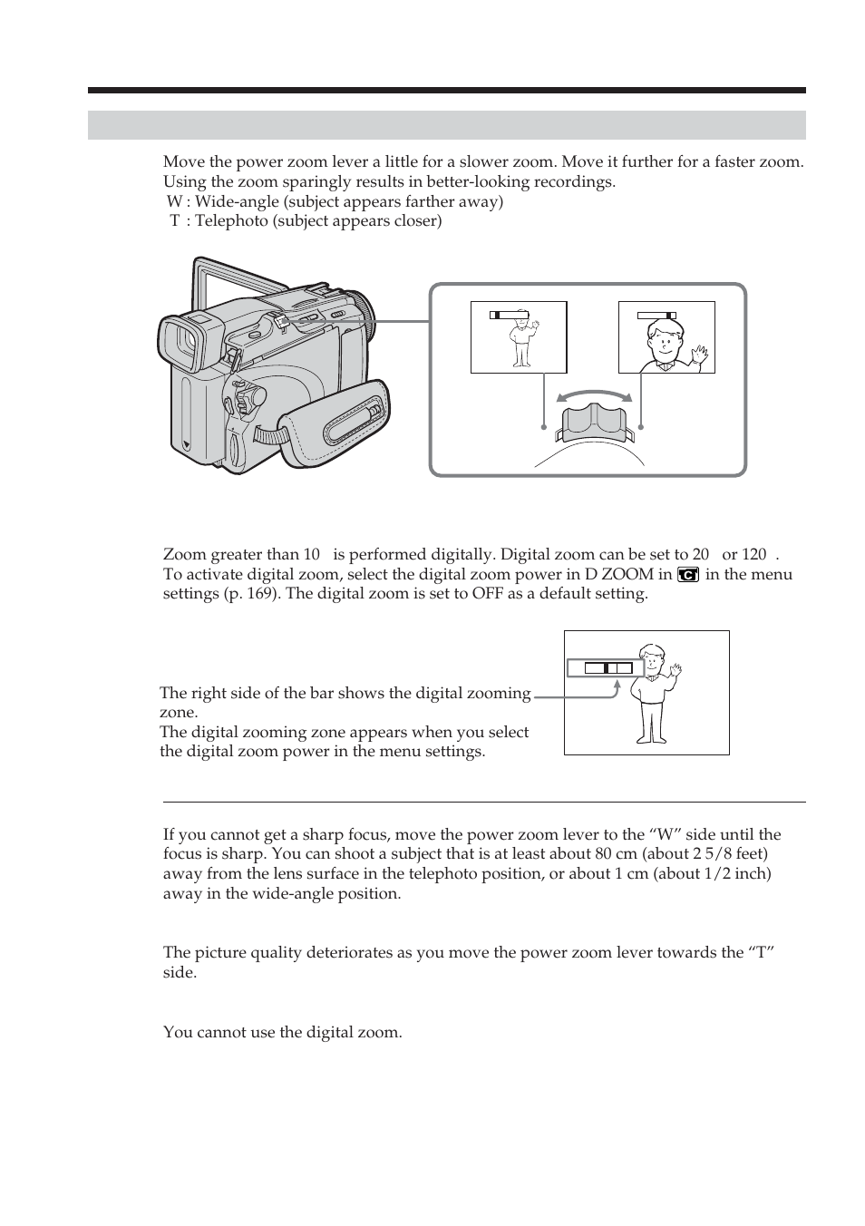 Using the zoom feature, Recording a picture | Sony DCR-TRV38 User Manual | Page 32 / 212