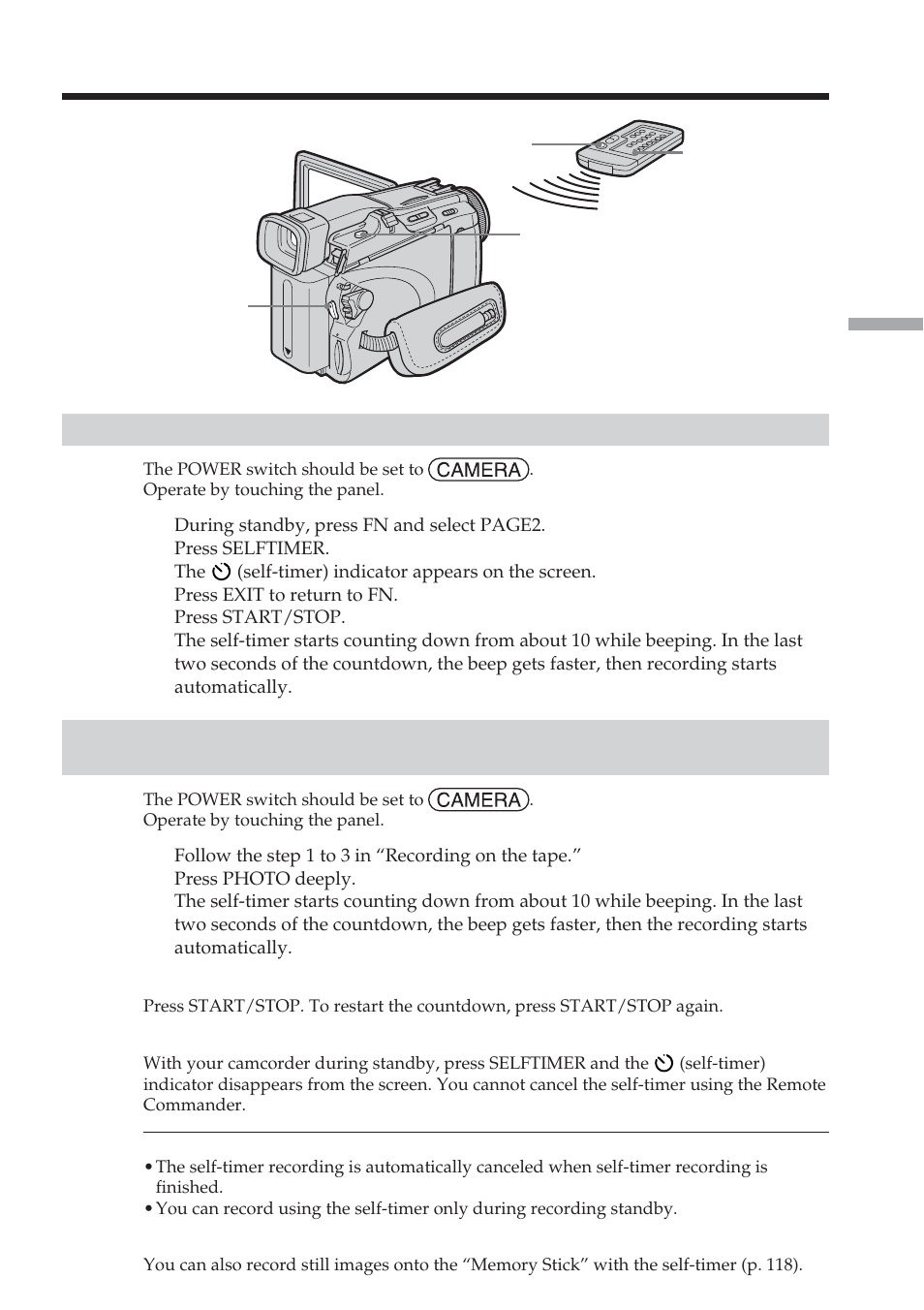 Self-timer recording | Sony DCR-TRV38 User Manual | Page 47 / 212