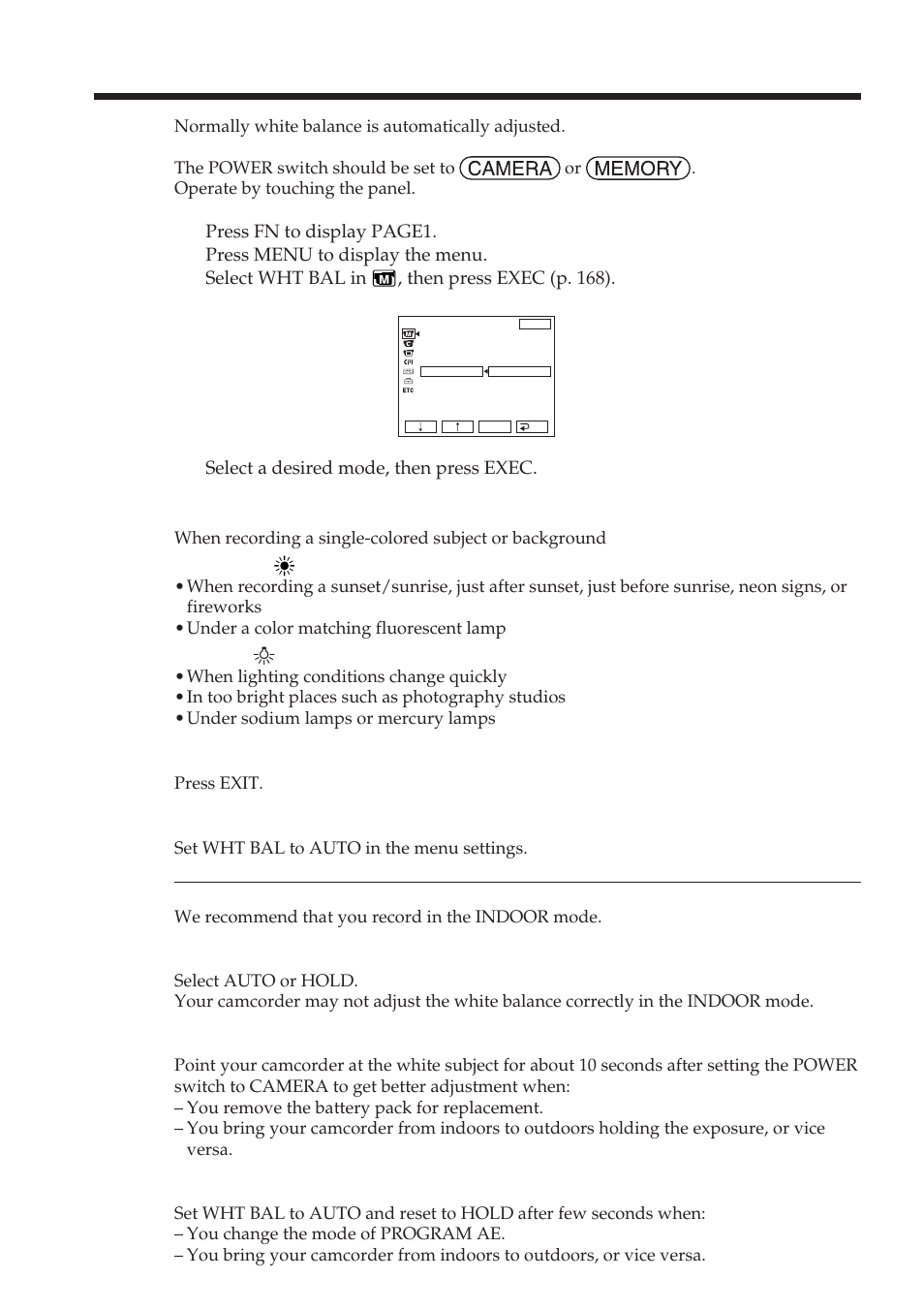 Adjusting the white balance manually | Sony DCR-TRV38 User Manual | Page 48 / 212