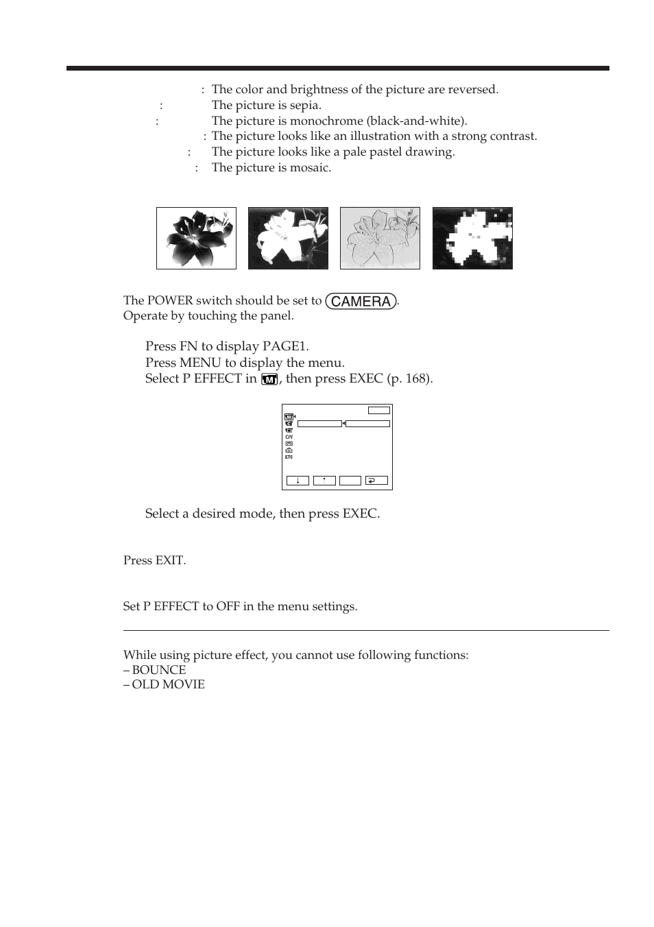 Using special effects – picture effect | Sony DCR-TRV38 User Manual | Page 54 / 212