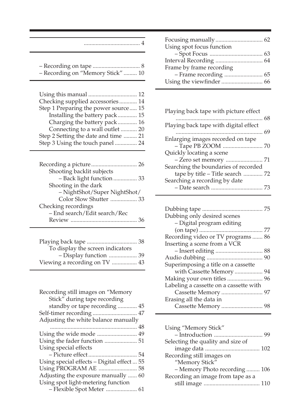 Sony DCR-TRV38 User Manual | Page 6 / 212