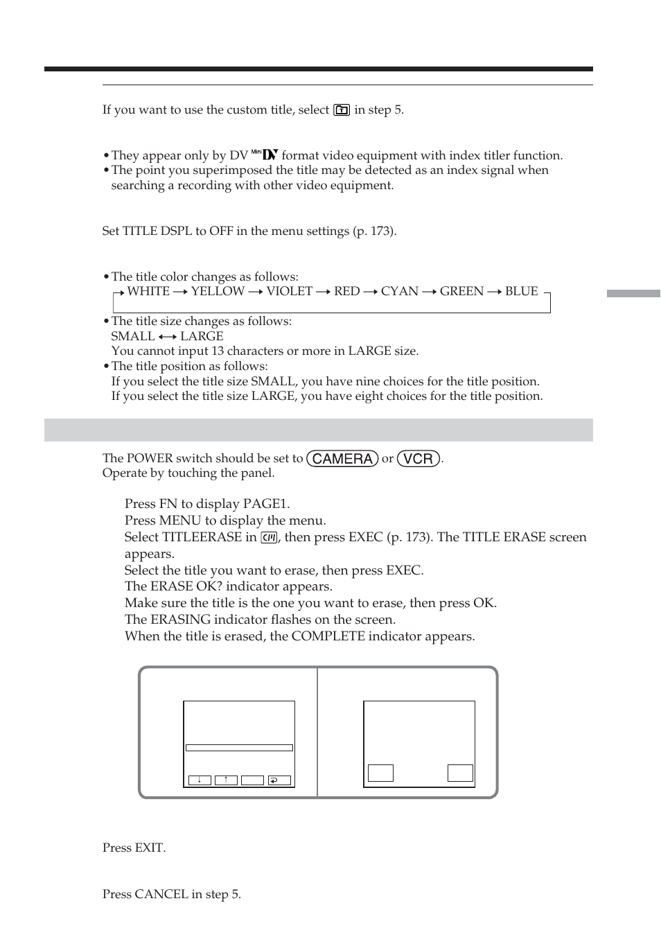 Erasing a title | Sony DCR-TRV38 User Manual | Page 95 / 212