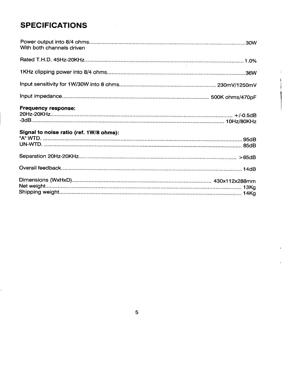 Specifications | AMC CVT2030 User Manual | Page 6 / 7