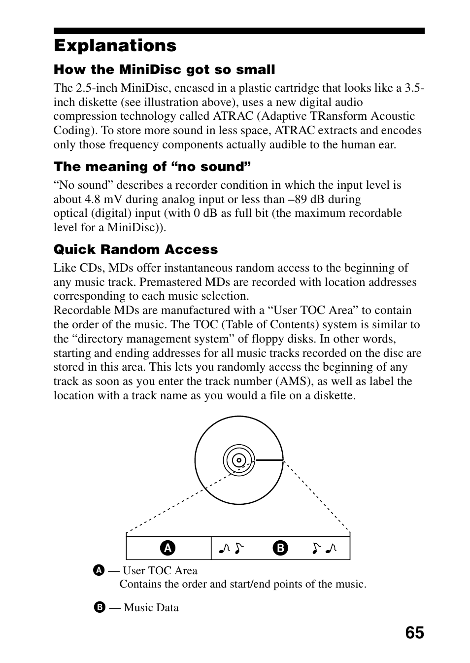 Explanations, 65 explanations | Sony MZ-R701 User Manual | Page 65 / 68