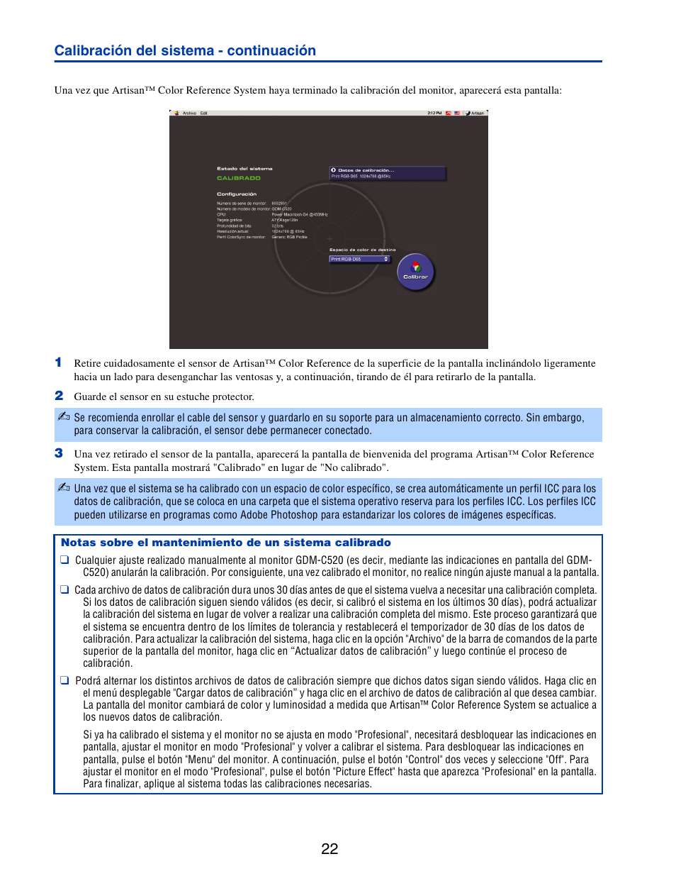 Calibración del sistema - continuación | Sony GDM-C520 User Manual | Page 82 / 91