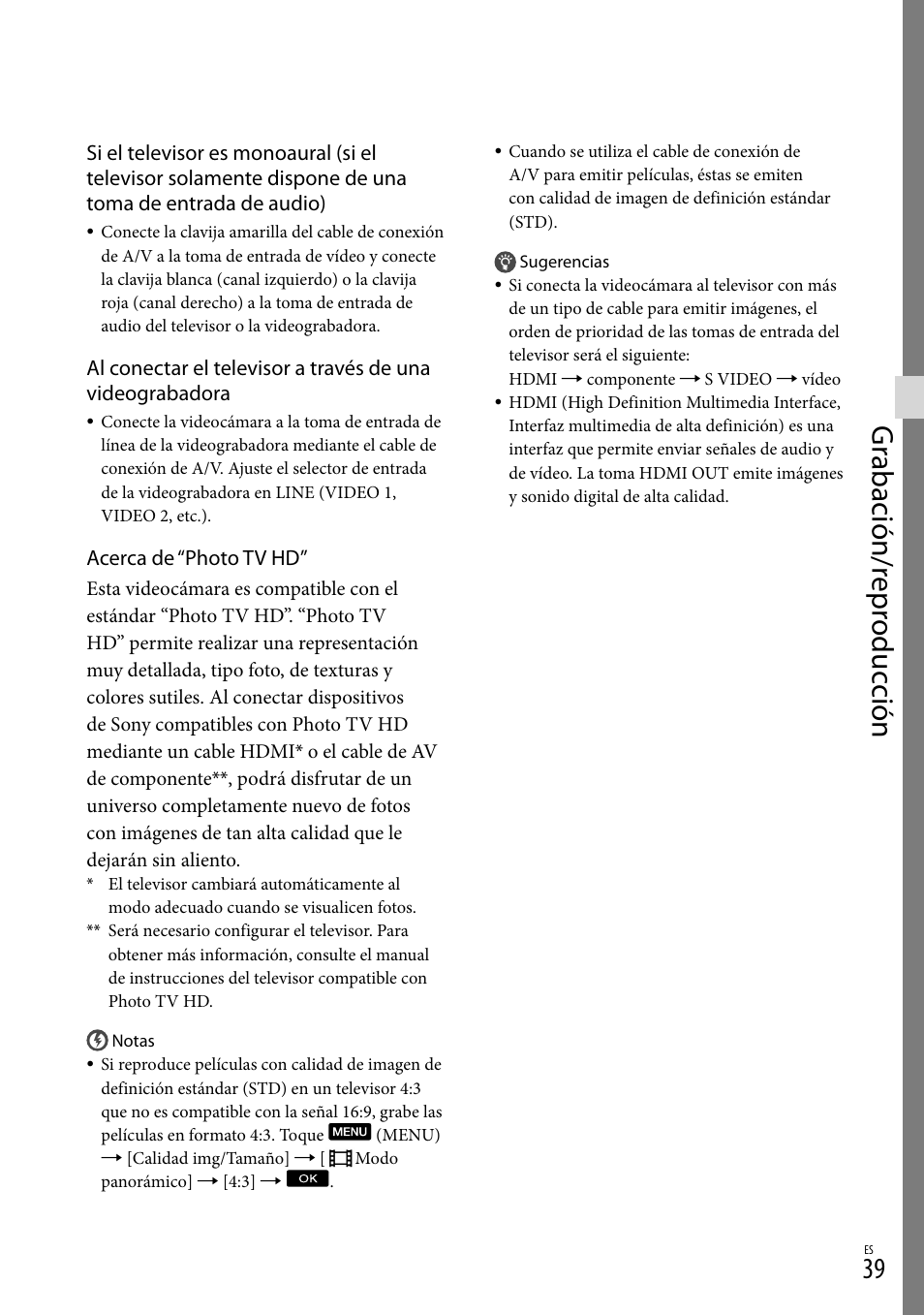 Gr abación/r epr oduc ción | Sony NEX-VG30H User Manual | Page 117 / 155