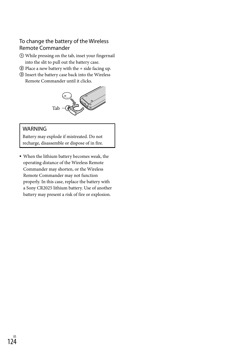 Warning | Sony HDR-XR550V User Manual | Page 124 / 127