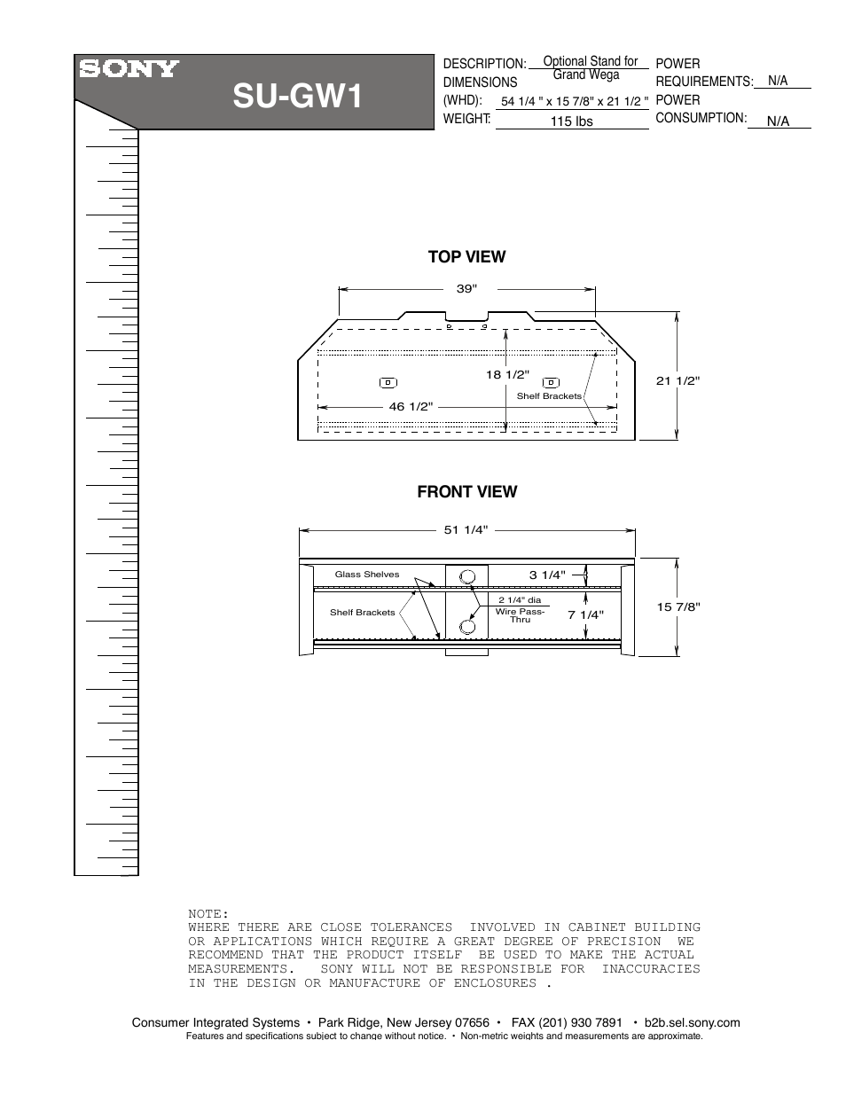 Sony KF-50XBR800 User Manual | 1 page