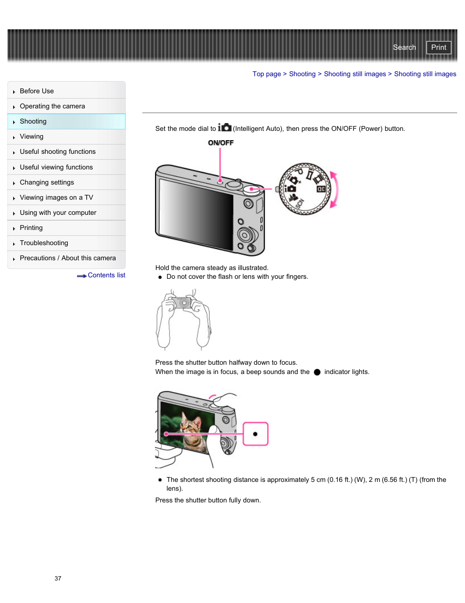 Shooting still images, Cyber-shot user guide | Sony DSC-WX300 User Manual | Page 43 / 244