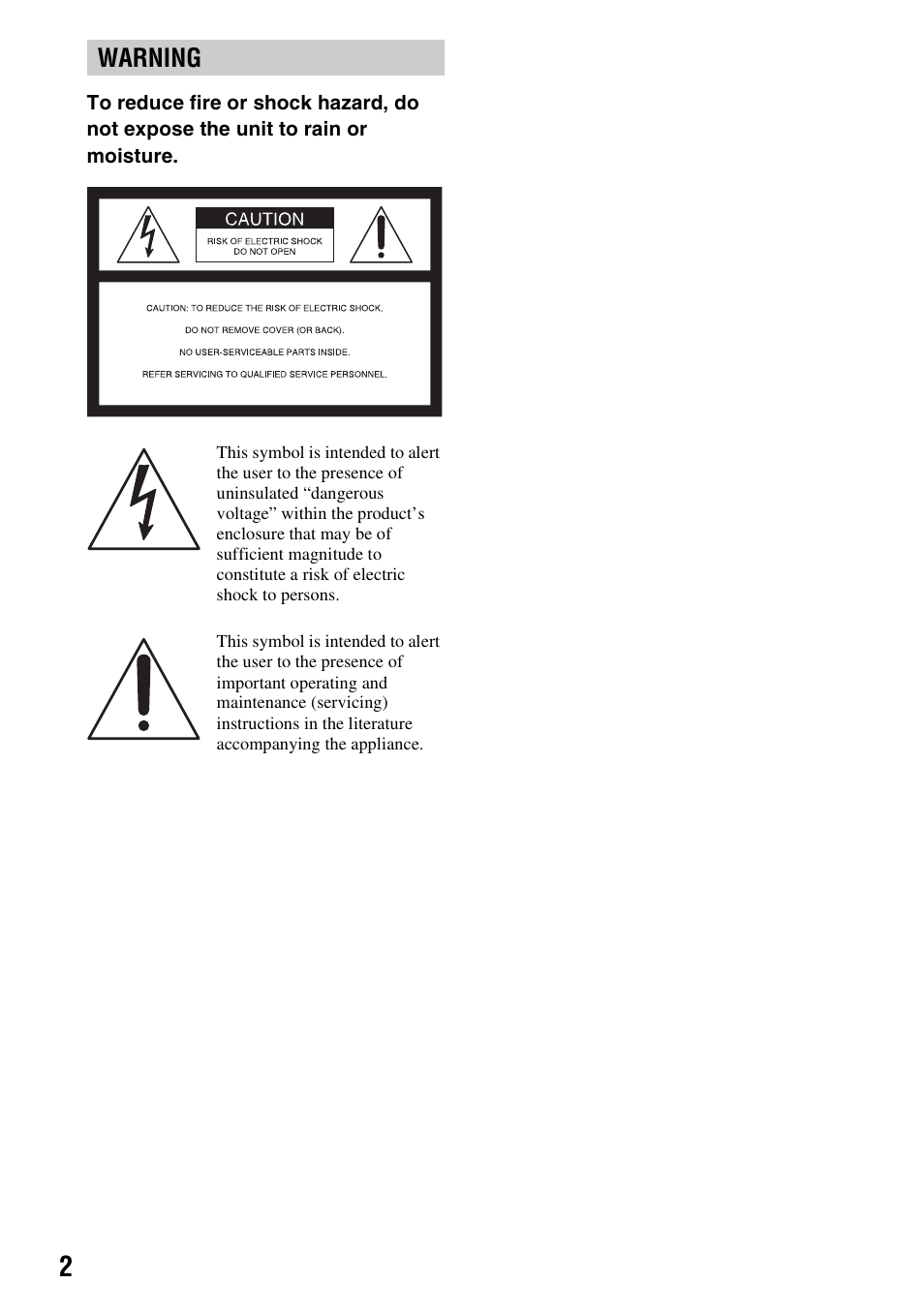 Warning | Sony DCR-DVD508 User Manual | Page 2 / 139
