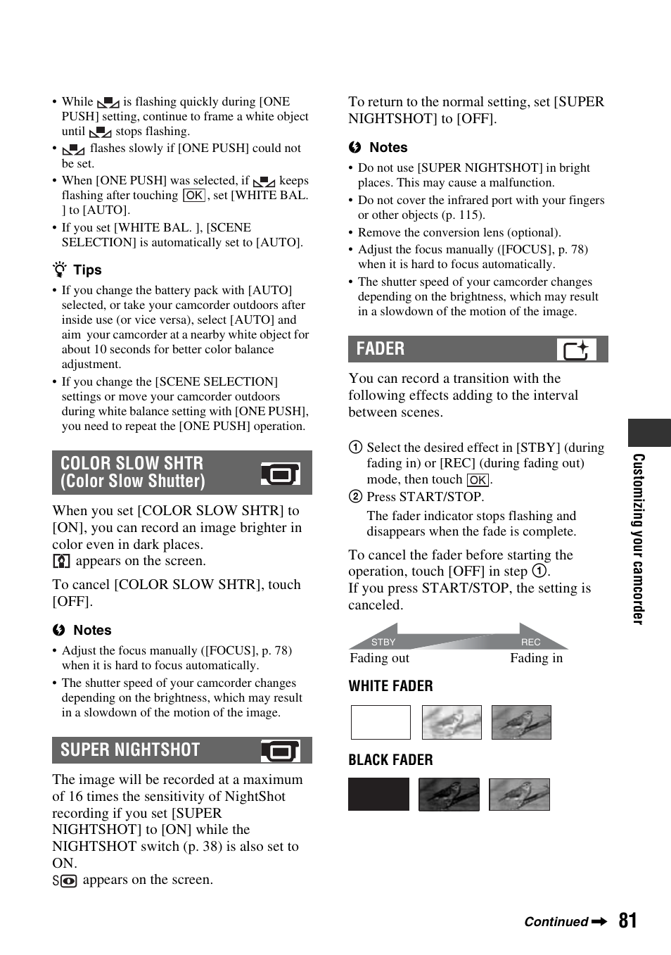 On (p. 81), P. 81) | Sony DCR-DVD508 User Manual | Page 81 / 139