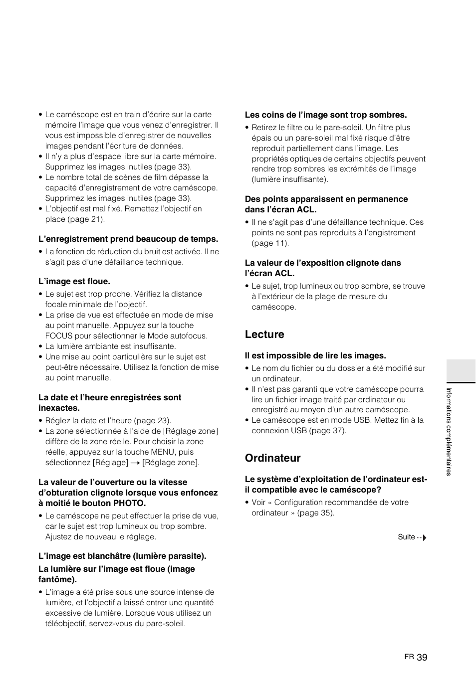 Lecture, Ordinateur | Sony NEX-VG10 User Manual | Page 92 / 161