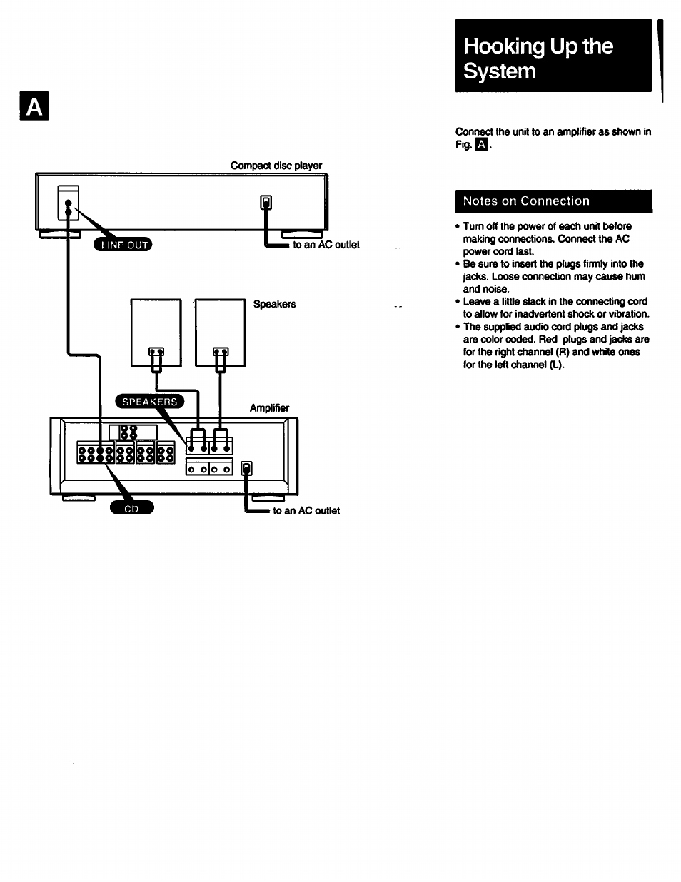 Hooking up the system | Sony CDP-211 User Manual | Page 6 / 23