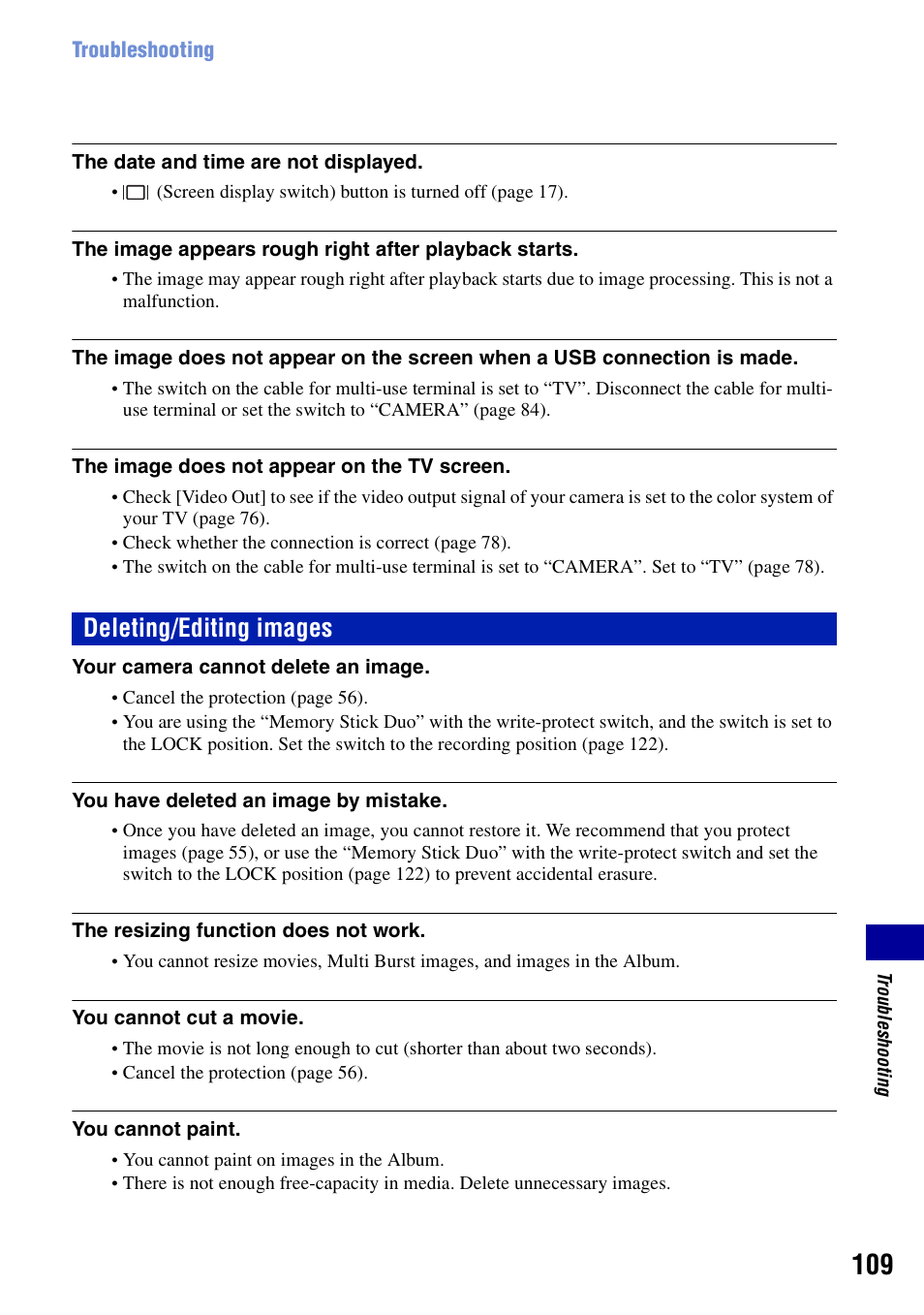 Deleting/editing images | Sony DSC-N2 User Manual | Page 109 / 132