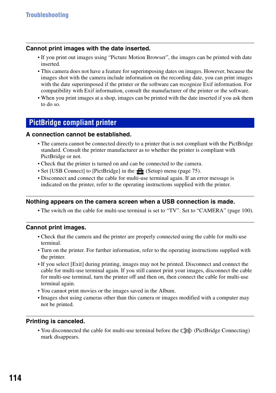 Pictbridge compliant printer | Sony DSC-N2 User Manual | Page 114 / 132