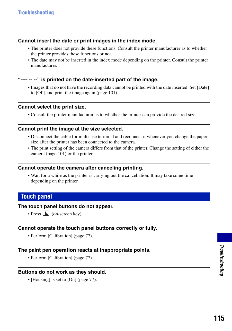 Touch panel | Sony DSC-N2 User Manual | Page 115 / 132