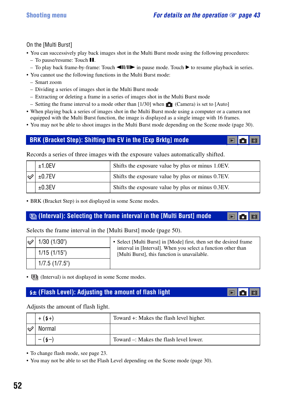 Flash level): adjusting the amount of flash light | Sony DSC-N2 User Manual | Page 52 / 132