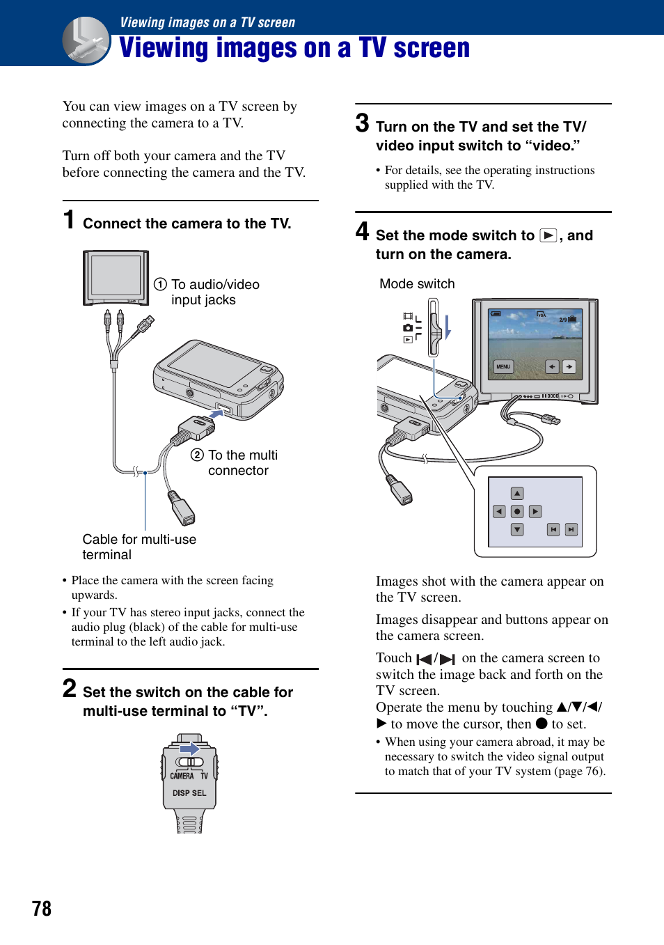 Viewing images on a tv screen | Sony DSC-N2 User Manual | Page 78 / 132