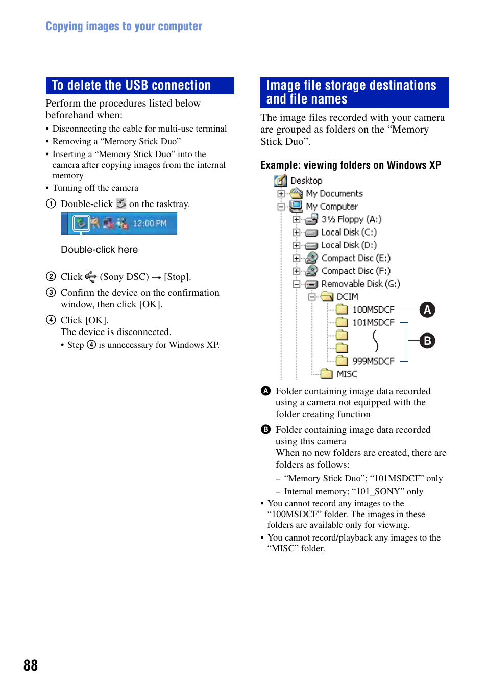 Image file storage destinations and file names | Sony DSC-N2 User Manual | Page 88 / 132