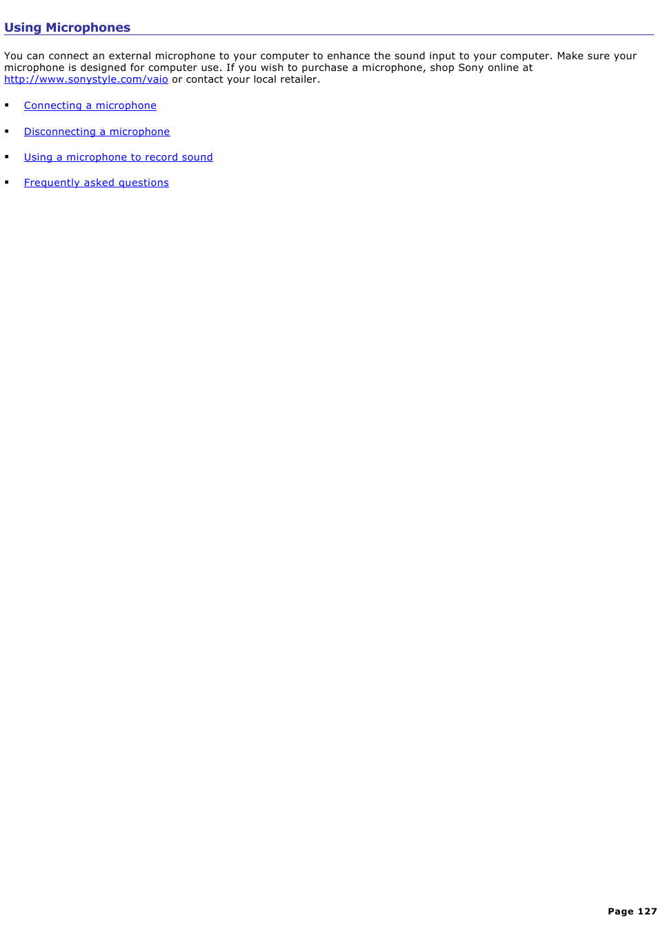 Using microphones | Sony PCG-GRX700P User Manual | Page 127 / 170