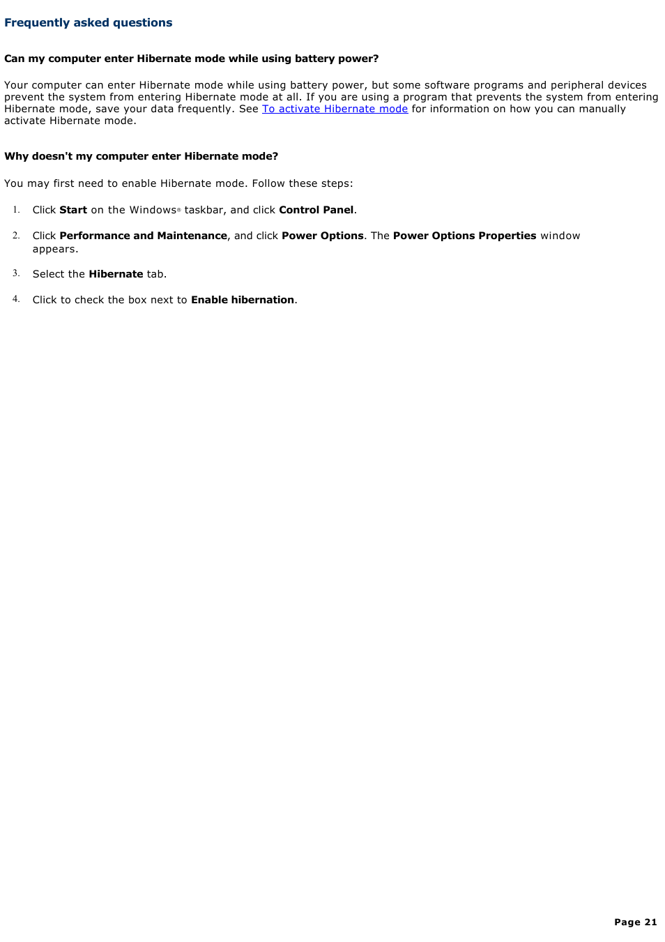 Frequently asked questions | Sony PCG-GRX700P User Manual | Page 21 / 170