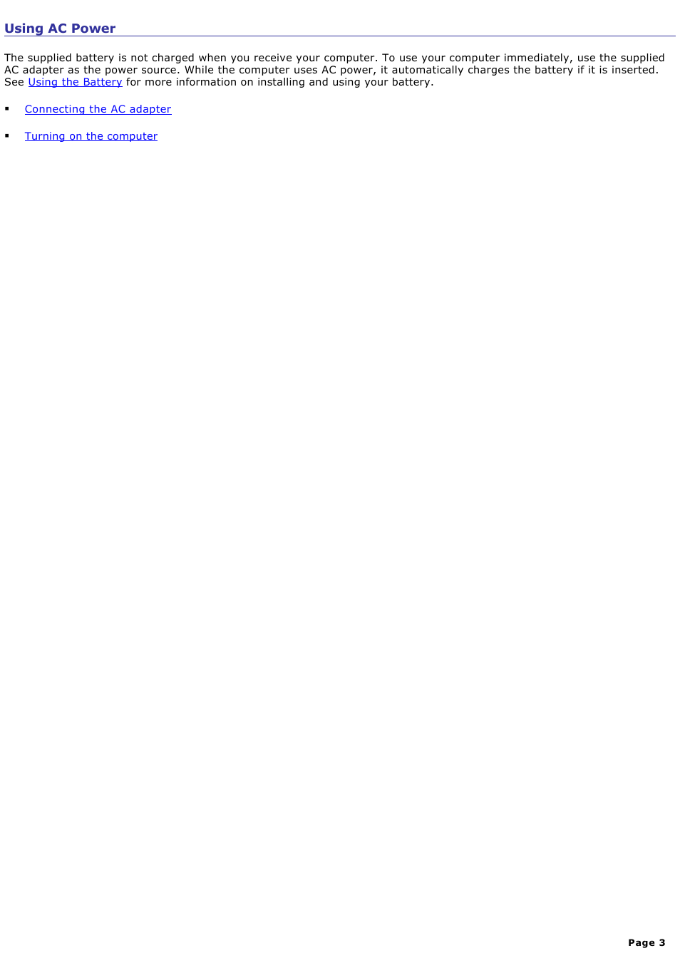 Using ac power | Sony PCG-GRX700P User Manual | Page 3 / 170