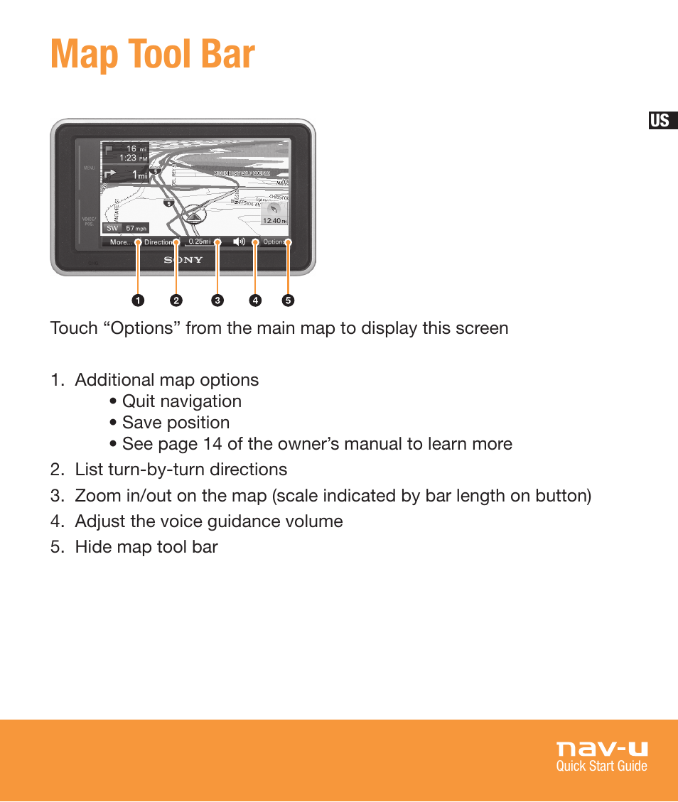 Map tool bar | Sony NV-U73T User Manual | Page 15 / 60
